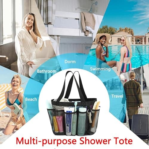 Fammart Mesh Shower Caddy Portable for College Dorm Room Essentials, 8-Pocket Large Shower Basket Tote Bag with 2 Handles for Toiletry, Bathroom, Beach, Camp, Gym thumbnail 9
