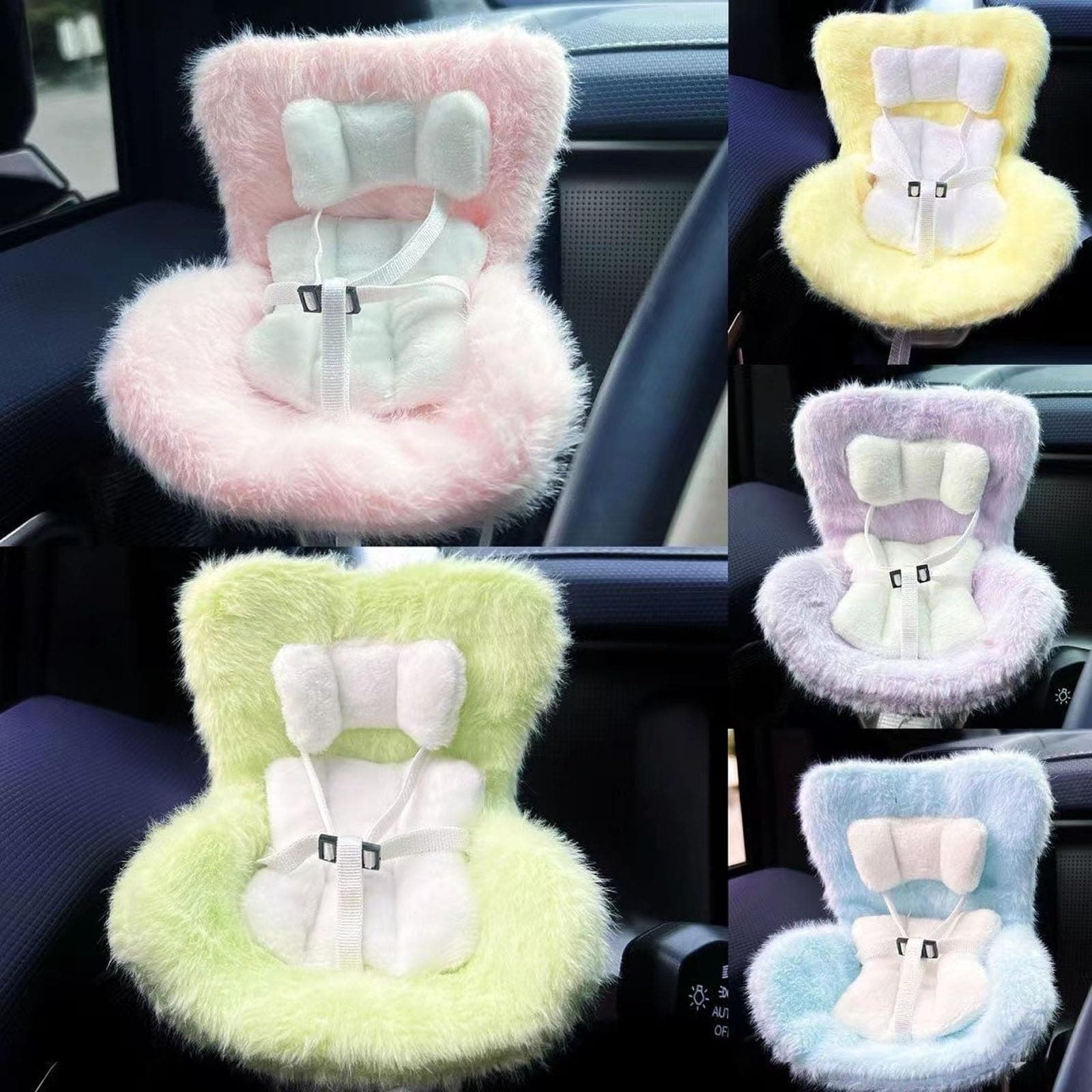 Bilbarnstol För Labubu Docka, Labubu Bilbarnstol För Bildekorationer, Docka Bilbarnstol Med Mjuk Lurvig Kudde, Ha En Plats Labubu, Babydocka Bilbarnstol(G) thumbnail 4