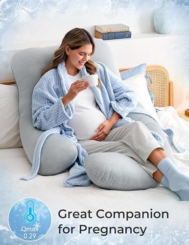 Momcozy Pregnancy Pillows with Cooling Cover, U-Shaped Full Body Maternity Pillow for Side Sleepers 57 Inch - Support for Back, Hip, Belly, Legs for Pregnant Women thumbnail 2