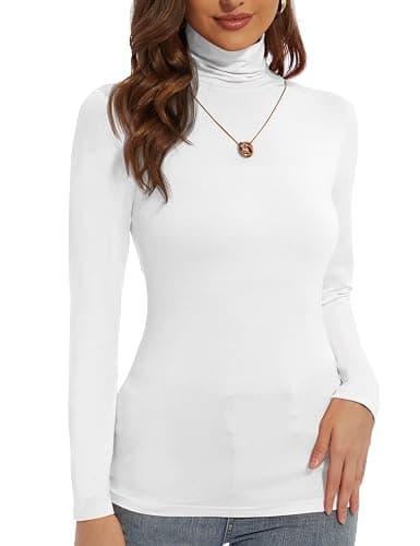 DSPSAM Women's Turtleneck Long Sleeve Shirts Slim Fitted Lightweight Base Layer Casual Tops - Image 1