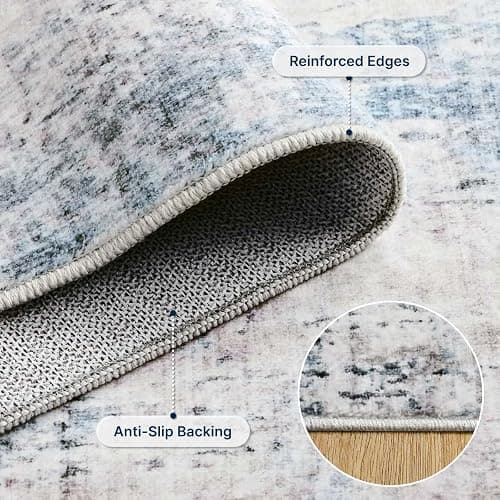 Syrlfar Area Rugs 9x12 Living Room Rug Washable No Slip Low Pile Soft Thickness Large Carpets Indoor Floor Covering for Bedroom Dining Modern Abstract Home Office Decor Blue thumbnail 8