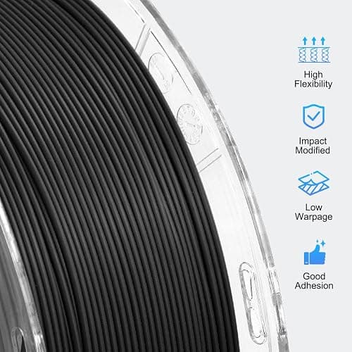 YXPOLYER Flexible PLA Filament Flex PLA Pro 3D Printer Filament Black for Printing Airless Basketball, Lightweight High-Elastic Soft 1.75mm 1KG, Dark Black thumbnail 7
