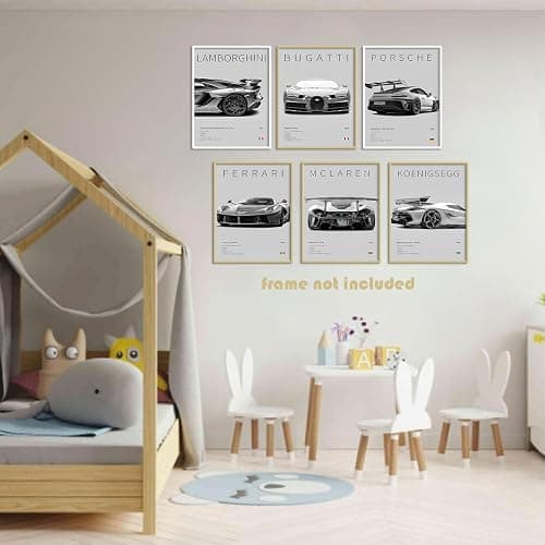 CSLGQGV Car Poster Vintage Racing Car Wall Art Supercar Canvas Prints Painting For Men Room Pictures Guys Dorm Room Aesthetics Decor Bedroom Office (Unframed,8×10inch,6pcs) thumbnail 7