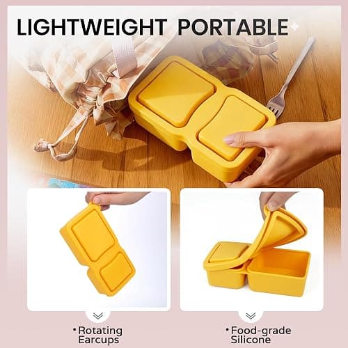 MACTANO 4 Pack New Reusable Silicone Snack Containers with Lids, 10 oz Double Compartment Condiment Meal Prep Control Containers Portable Small Leakproof for Office Travel Picnic thumbnail 3