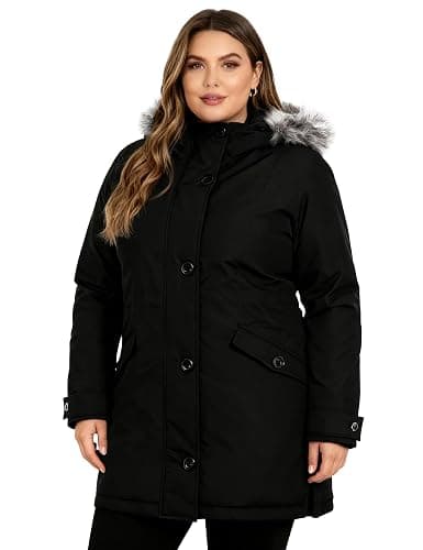 wantdo Plus Size Winter Coats for Women Thick Parka Jacket with Hood - Image 1