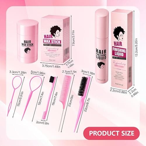 7pcs Hair Wax Stick, Slick Back Hair Products, Wax Stick for Hair Styling,Set with 5 Brushes and 2 Containers thumbnail 2