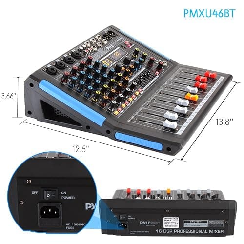 Pyle 4-Channel Bluetooth Studio Audio Mixer-DJ Sound Controller Interface with USB Drive for PC Recording Input, XLR Microphone Jack,48V Power,Input/Output for Professional and Beginners - PMXU46BT - 4 Channel Pro thumbnail 3