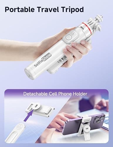 Selfie Stick Tripod with 2 Light, 3 Light Modes & 6 Brightness Levels Extendable Phone Tripod with Detachable Remote & Phone Holder, Portable Camera Tripod Compatible with iphone16 15 14 13/Android thumbnail 7