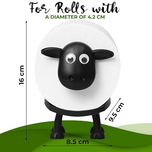 VELENTI Sheep Toilet Roll Holder - Funny Toilet Paper Holder Free Standing Bathroom Set - 3D Printed Black Sheep Loo Roll Holder - Hilarious Tissue Paper Roll Storage - Cute Bathroom Decor - Set of 1 thumbnail 2