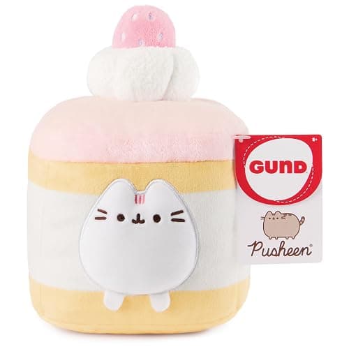 GUND Pusheen Strawberry Sponge Cake Plush, Squishy Toy, Collectible Plush Toy, Dessert Plush, Cat Stuffed Animal for Ages 8 and Up, Pink, 6” thumbnail 5