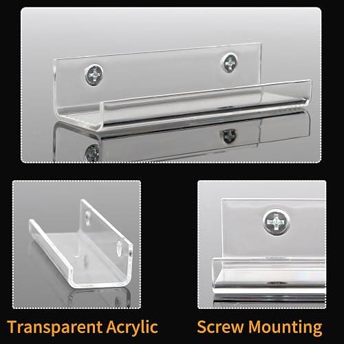 Jansburg 6 Pack Clear Vinyl Record Shelf Wall Mount Acrylic Album Display Holder Storage Hanger CD Floating Shelf for Home Office, 4 Inch thumbnail 3