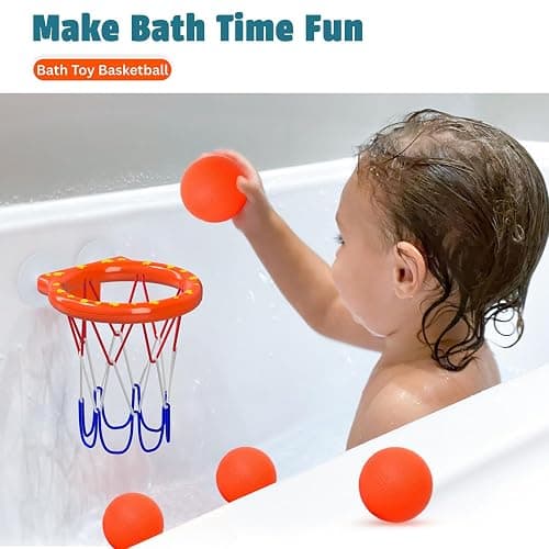 Bath Toys – Bathtub Basketball Hoop for Toddlers, Kids, Boys and Girls | 4 No-Hole Balls & Strong Suction Cups | Fun Basketball Bath Toy for Toddlers thumbnail 6
