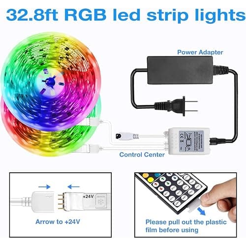 DAYBETTER Led Strip Lights 32.8ft Kit with Remote and Power Supply Color Changing thumbnail 3
