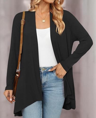 Anymiss Womens Long Cardigan Lightweight Flowing Hem Knit Jackets S-2XL thumbnail 7