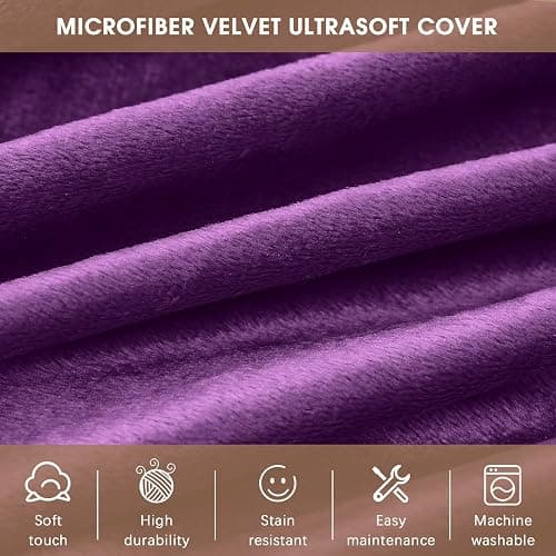 ILPEOD Bean Bag Chairs for Adults - Memory Foam Furniture BeanBag Chair - Kids/Teens Sofa with Soft Micro Fiber Cover - Round Fluffy Couch for Living Room Bedroom College Dorm - 4 ft, Purple thumbnail 6
