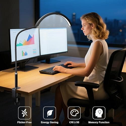 ZEKAHOV Professional Half Moon LED Desk Light for Nail Techs & Artists – Flexible Gooseneck Lamp with Clamp, 5 Color Modes & 5 Brightness Levels for Manicure, Tattoo, Beauty Work thumbnail 4