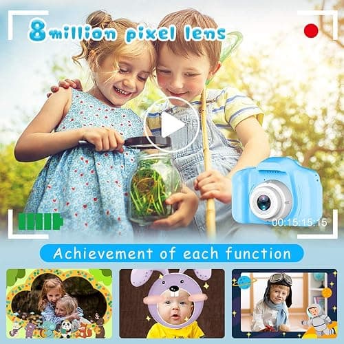 Seckton Upgrade Kids Selfie Camera, Christmas Birthday Gifts for Boys Age 3-9, HD Digital Video Cameras for Toddler, Portable Toy for 3 4 5 6 7 8 Year Old Boy with SD Card-Blue thumbnail 5