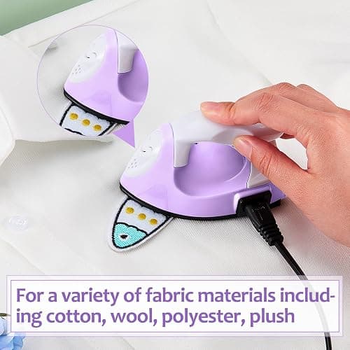 Honoson Mini Craft Iron Mini Heat Press Small Iron 3.93 x 2.36 x 2.76 in Portable Handy Tiny Flatiron with Charging Base Accessory for Fuse Bead Patch DIY Heat Transfer Vinyl(Light Purple) thumbnail 6