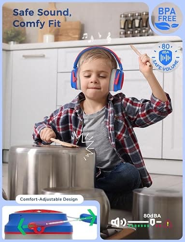 iClever Noise Cancelling Headphones for Kids Adults, Bluetooth Ear Protection with 60H Play Time, Safe Volume 80dBA, Noise Reduction Headphones for Autism Fireworks/Monster Truck, FOCUS thumbnail 4
