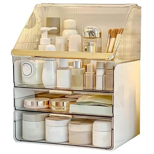 Omeily Large Makeup Organizer Countertop Vanity Organizer Cosmetic Organizer Makeup Storage Box Bathroom Counter Organizer Perfume Skincare Organizers Gift Women Girls Clear Design Easy Visibility - Image 1
