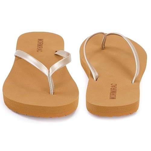 MORMIRAC Womens Slim Leather Comfortable Flip Flops Summer Beach Thong Sandals Arch Support Non Slip thumbnail 2