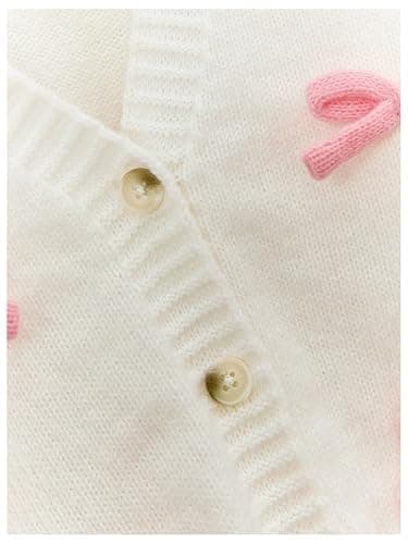 SHENHE Girl's Bow Button Down Knitted Cardigan V Neck Loose Cute Crop Sweater Outwear thumbnail 5
