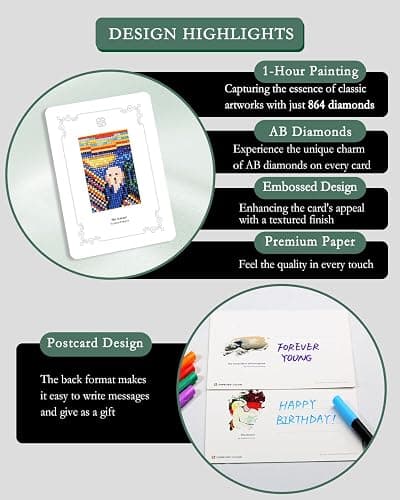 Minigem 12pcs Small Diamond Painting Kits Small Diamond Art Kits, Quick & Classic Mini Diamond Painting Kits for Beginners 1-Hour Painting, Postcard-Style Diamond Art Square Drill Pocket-Sized 5x7in thumbnail 2