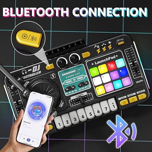 Tsomtto Kids DJ Mixer Table Musical Toy with Lights & Bluetooth | Electronic Music Toy with Microphone Piano, DJ Mixer Controller Toys Birthday Christmas Gifts for 3 4 5 6 Year Old Boys Girls thumbnail 3