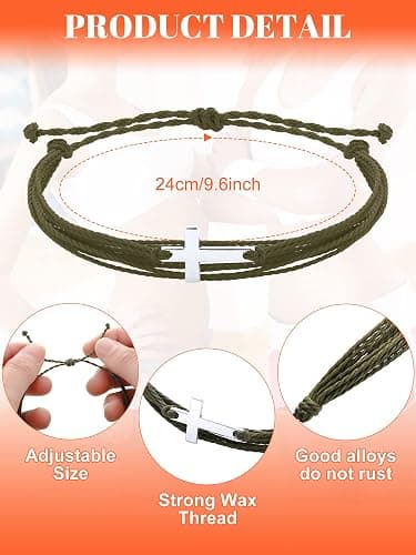 Yinkin Cross Bracelets Bulk for Kids & Teens, Adjustable Christian Friendship Bracelets for Sunday School, Easter Gifts thumbnail 4