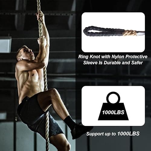 Keepark Climbing Rope 1.5 Inch Diameter 10FT 15FT 20FT 25FT 30FT 35FT Gym Climbing Rope for Fitness & Strength Training, Workout Exercises Climbing Rope for Adults Kids Outdoor or Home Indoor thumbnail 9