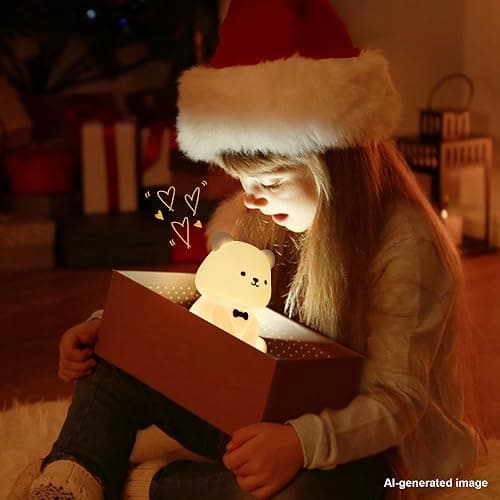 YuanDian Cute Bear Night Light for Kids, Decorate Kids' Bedroom with Silicone Bear Nightlights with 8 Color Lights, Christmas Birthday Gift for Children Toddlers Teens Adults Babies thumbnail 5