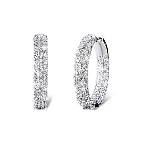 TOPGRILLZ Iced Out Hoop Earrings Cubic Zirconia Huggie Cartilage Cuff Hypoallergenic 14K Gold Plated Luxury Fashion Round Circle Earrings For Men Women - Image 1