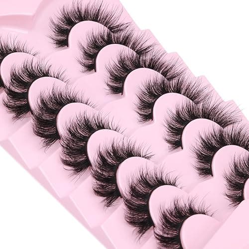 Mink Lashes False Eyelashes Wispy 3D Volume Cat Eye Faux Mink Eyelashes Natural Look 18mm Strip Eyelashes Pack 7 Pairs by Kiromiro thumbnail 7