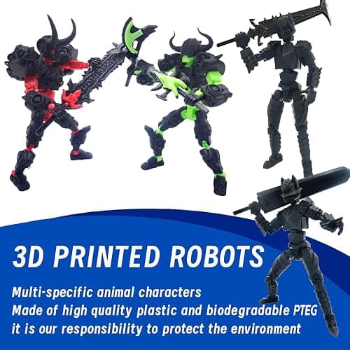 T13 3D Action Figure Set (Assembly Completed), 3D Printed Multi-Jointed, Dummy Titan 13 Action Figures, Multi-Articular Lucky Robot Nova T-13,Desktop Decorations for Game Lovers Toys(Black Red) thumbnail 3