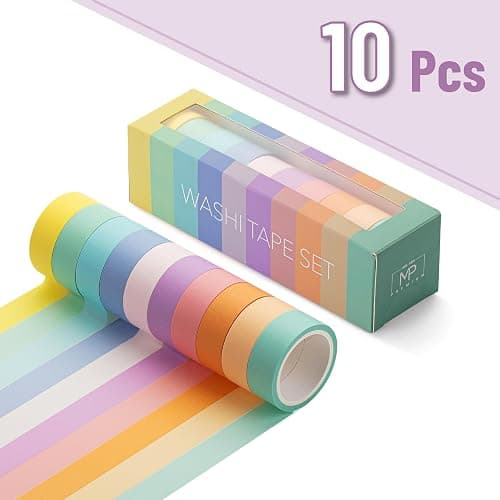 Mr. Pen- Washi Tape Set, 10 Rolls, 5.5 Yards/Roll, Washi Tape for Scrapbook | Arts, Crafts, Journals and Planners, Pastel Harmony thumbnail 2