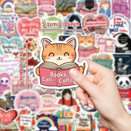 100 PCS Book Stickers for Kindle, Holographic Thickened Aesthetic Reading Bookish Vinyl Stickers for Kindle Water Bottles| Easier to Peel Off| Scratch & Fade Resistant| No Curling| Reusable thumbnail 3