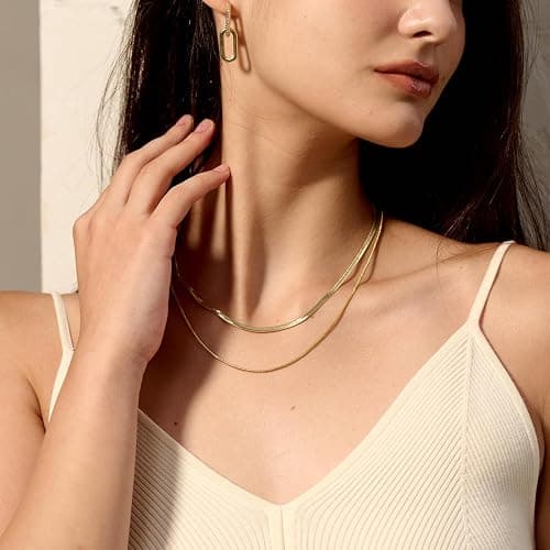 CHESKY 14K Gold/Silver Plated Snake Chain Necklace Herringbone Necklace | Gold Necklace for Women,layered Herringbone Necklace,1.5/3/5MM(W) 14"/16"(L) ,Mothers Day Gifts for Mom,Jewelry thumbnail 3