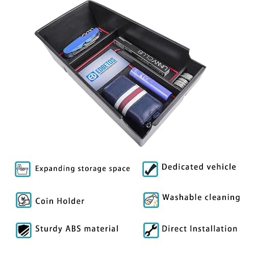 EDBETOS Center Console Organizer Tray Compatible with Kia K5 GT Line DL3 Accessories 2021-2023 2024 2025 2026 Interior Secondary Armrest Storage Box, ABS Material Insert Tray, Red Trim thumbnail 4