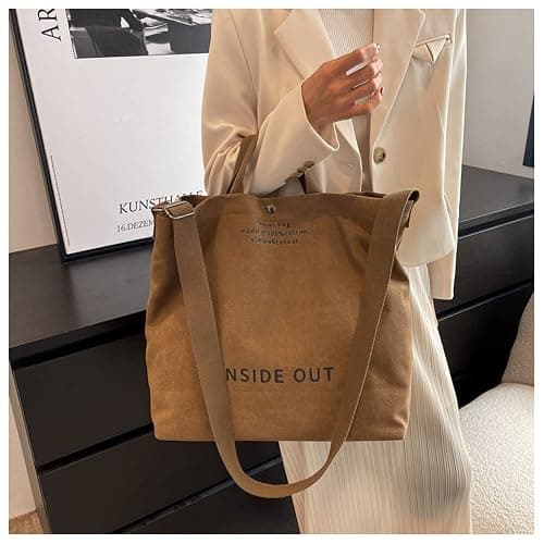Women Canvas Tote Handbags Casual Shoulder Work Bag Crossbody Top Handle Bag Cross-body Handbags thumbnail 6