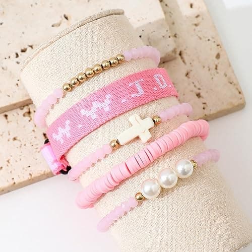 Caiyao Christian Cross WWJD Stretch Bracelets WWJD Cross Crystal Beads Braided Rope Bracelet Handmade Adjustable Christian What Would Jesus Do Wristbands for Women Men Religious Jewelry Gifts thumbnail 6