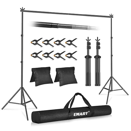 EMART Backdrop Stand Kit, 10x7ft (WxH) Adjustable Photo Backdrop Stands Kit - Image 1