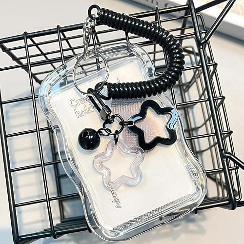 IPEWOEF 1Pcs Cute Photocard Holder Keychain Kpop Photo Card Holder Star Wave Photocard Keychain Transparent Pc Holder Creative Photocards Holder for Bus Student Card Photo Protector thumbnail 7