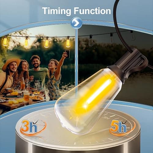 Outdoor Lights String Patio Outside - 100ft 30M LED Waterproof Light ST38 | Dimmable, Shatterproof, Hanging Lighting Edison Bulb Deck Backyard Gazebo Balcony Party Bistro Cafe Pergola Garden Yard Porch thumbnail 3