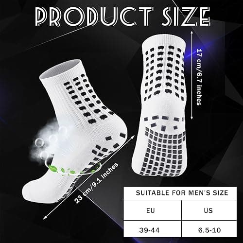 Elfcool Soccer Socks with Grip, 6 Pairs Non-Slip Pads Athletic Grip Soccer Socks for Men Women - One Size - 4 Pairs-white thumbnail 2