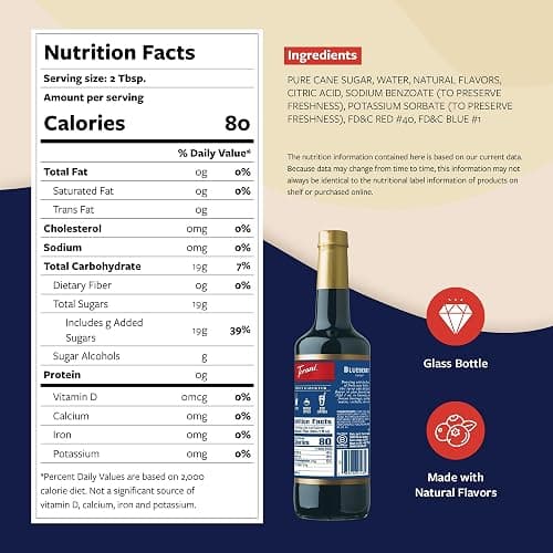 Torani Blueberry Syrup for Drinks, Flavoring for Iced Tea, Lemonade, Sodas, and Cocktails, Glass Bottle with Pump Included, 25.4 Fl Oz thumbnail 2