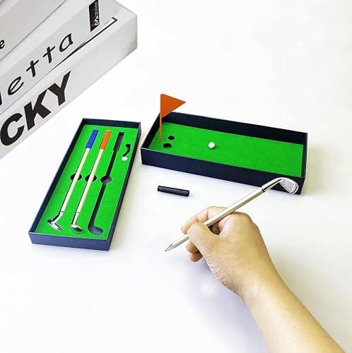 SANTA CASA Golf Pen Set & Mini Desktop Golf Putting Green Game, Funny Gifts for Golfers Adults Teens Boss Coworkers, Office Desk Toy, Stocking Stuffers, Stress Relief Gadget thumbnail 5