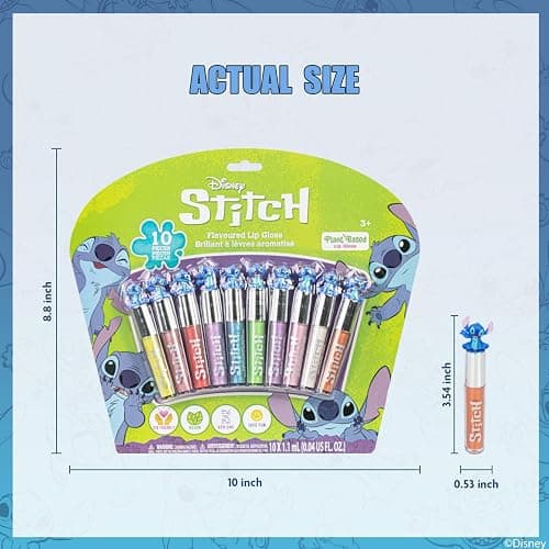 Disney Stitch 10 Piece Plant Based Lip Gloss, Girls Party Favors, First Makeup Set for Girl, Perfect for Parties, Sleepovers, and Birthday Gifts, Ages 3+, by Townley Girl thumbnail 5