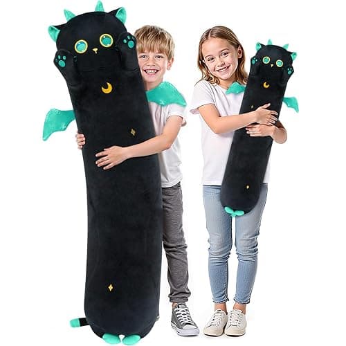 Mewaii Long Cat Plush, 5 Sizes, 120% Extra Filling Giant Plushness Kids Body Pillow, Kawaii Cute Big Eyes Stuffed Animal Plushie, Big Long Body Pillow Cat Plush Gift for Girls 20' - Image 1
