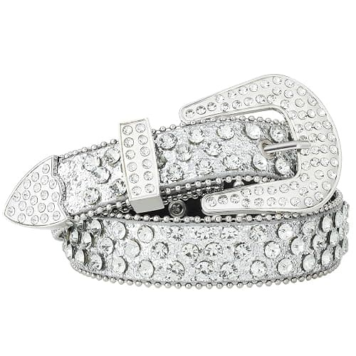 Monopa Rhinestone Belt for Women Men - Western Cowgirl Sequin Diamond Bling Studded Belts for Jeans Pants - Image 1