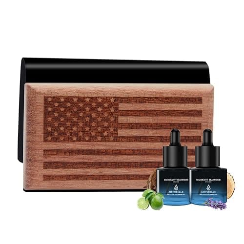 AirPurelle Car Air Freshener with Metal Clip Wood Air Freshener, 90 Days Long Lasting Citrus Musk Scent, Includes 2x 8ML Refills, 0.54 FL OZ, Made in USA, Car Auto Accessories - Image 1